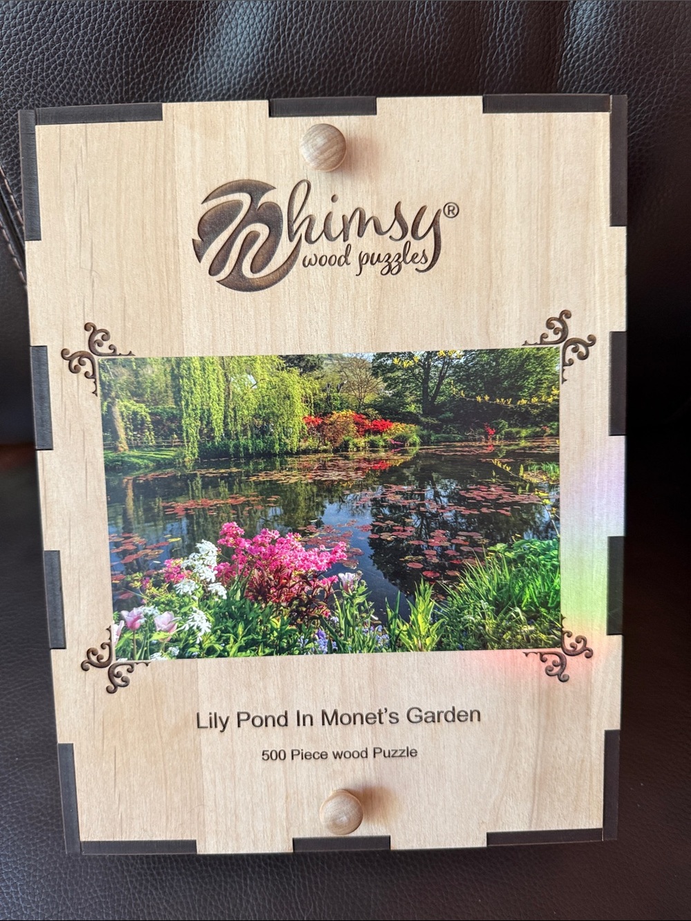 Whimsy brand Lily Pond In Monet's Garden Natural Wood puzzle. Unique great gift